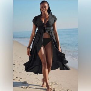 Women's Black Swim Coverup Large NWOT
